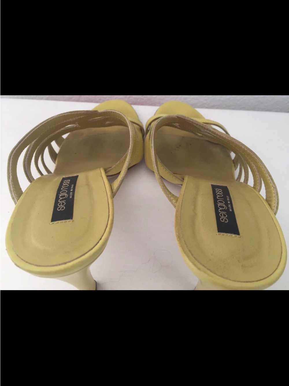 SERGIO ROSSI LIME GREEN CAGED SLIP ON HEELS SANDALS Sz 38.5 - Picture 7 of 11